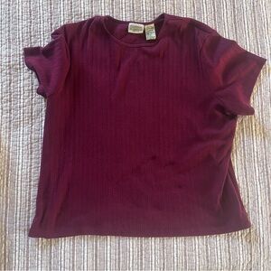 Classic Elements Short Sleeve Ribbed Tee - Burgundy